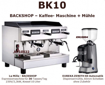 BK10 Bundl Kaffeemaschine + Mühle (La Mille für Backshop + ZENITH CLUB)