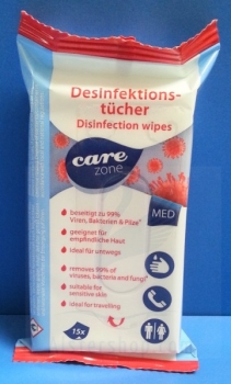 Desinfektionstücher, Care Zone (Dr. Schumacher, 15 Wipes)