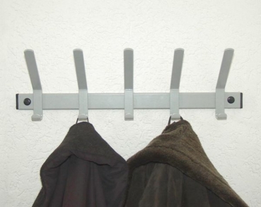 Garderobenleiste 10 Haken (Breite 1000 mm, Stahl, silber)
