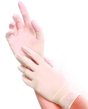 Latex-Handschuh GRIP, puderfrei (S, 24 cm, weiß)