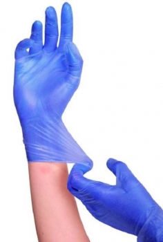 Latex-Handschuh SKIN, gepudert (M, 24 cm,  blau)