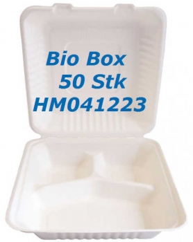 50 Stk Lunchbox - 3-geteilt :: Bio (22x20x50 cm, Menübox)