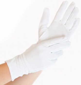 Nylon - Handschuh SUPERFINE, weiß (12 Paar in L geschichtelte Finger)