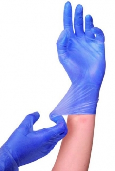Vinyl Handschuh CLASSIC (M, gepudert, blau)