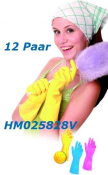 12  Paar Universalhandschuh (30 cm, Spülhandschuh gelb, pink, blau)